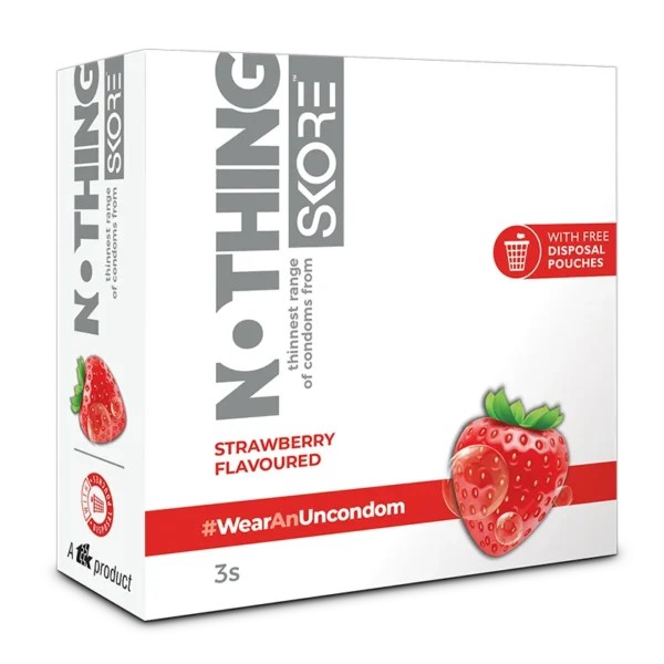 Skore Nothing Strawberry Condoms - 3 Pack