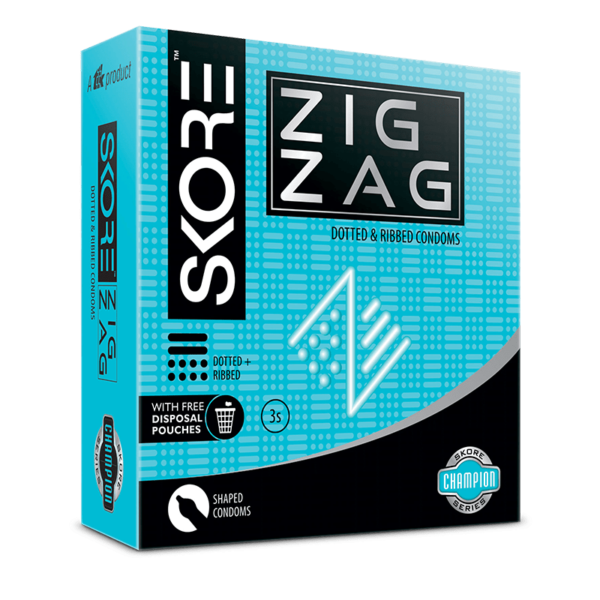 Skore Champion Series ZigZag Condoms - 3 Pack